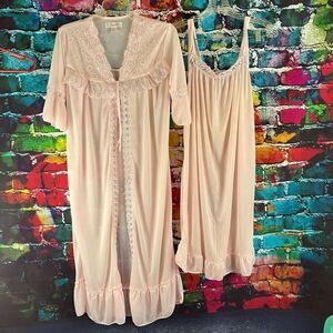 Sindrella Nightgown Matching Robe Light Pink Size XL